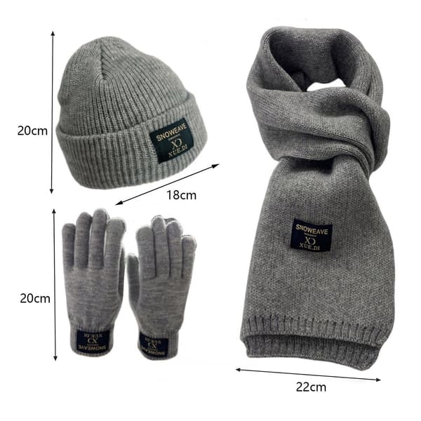 Vintermössa Halsduk Handskar Set Solid Tjock Varm Elastisk Vindtät Utomhus Stickad Mössa Hals färg: Gul
