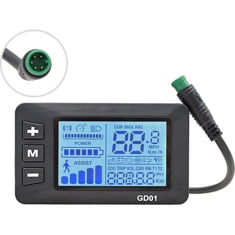 för GD01 elcykel LCD-skärm, vattentät multifunktionsdisplay, multispänningsdisplay
