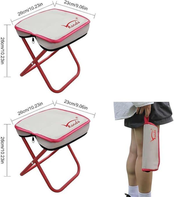 Campingtaburet - BEIJIYI - Mini sammenklappelig bærbar taburet - Letvægt - Rød - Bæreevne 80 kg