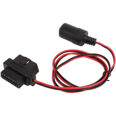 OBD2 cigarettænderstikadapter, 16-bens T-type hunstik, strømkabel til biler med OBD