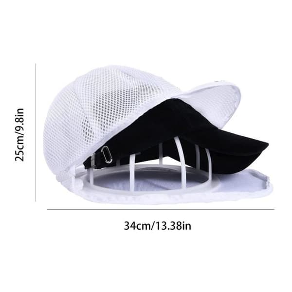 2-delt hattevasker for vaskemaskin - hattevaskebur med nettingvaskepose, hatteform for vaskemaskin