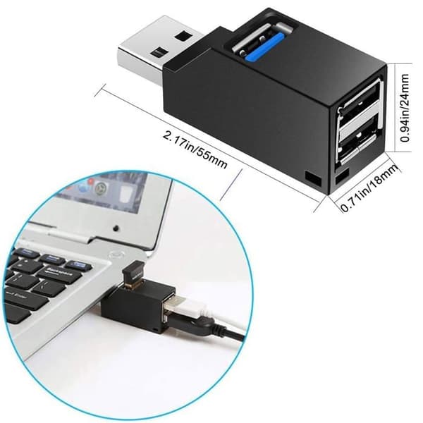 USB-hub, 3-ports hub (2 USB 2.0 + USB 3.0), højhastighedsforlængeradapter