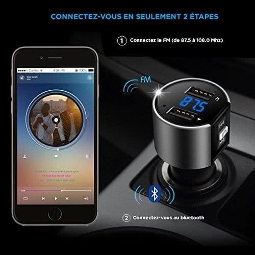 Bluetooth FM-sändare - Trådlös bilradiosändaradapter - Stöder MP3-spelare och handsfree-funktioner