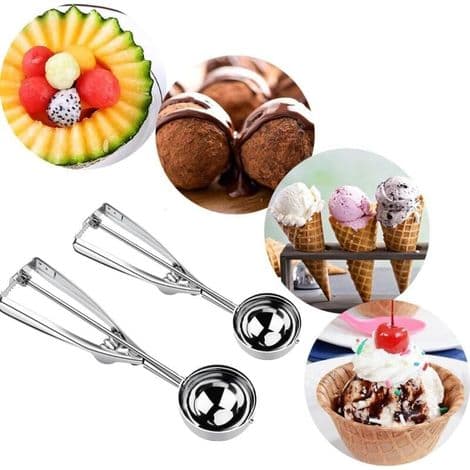3-delt iskremscoop i rustfritt stål med utløser for melonscoops, bakverk og kjeks, 4/5/6 cm