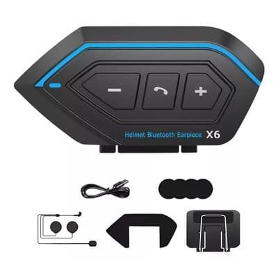 Motorcykel Bluetooth 5.0 Intercom, Bluetooth Headset Kit för Motorcykelhjälm Intercom - Blå/Svart