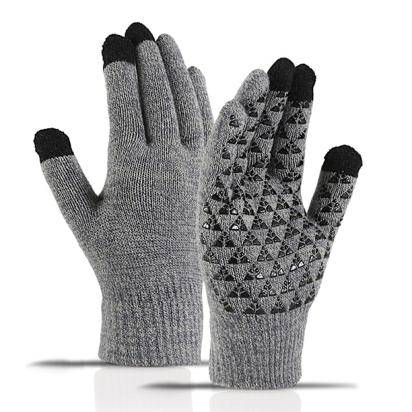 Varme Touch Luffer Vinterhandsker Grå/sort