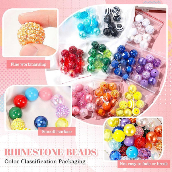 100 st 20 mm Pärlor för Pennor Strasspärlor Bubblegum Pärlor