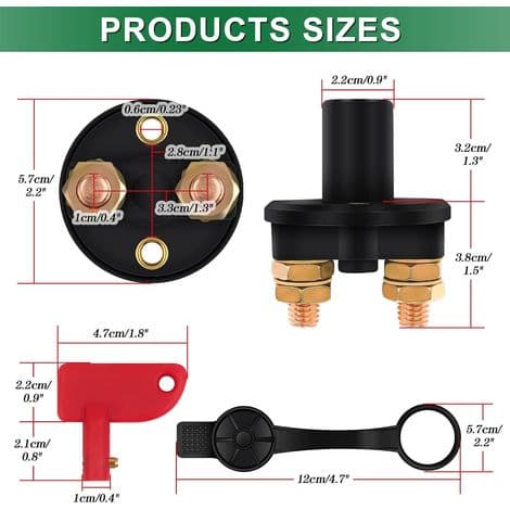 12V/24V Batteriisolatorafbryder, Maks. 200A Batteriisolatorafbryder til Bil, Lastbil, Båd og Køretøjer, Strømafbryder