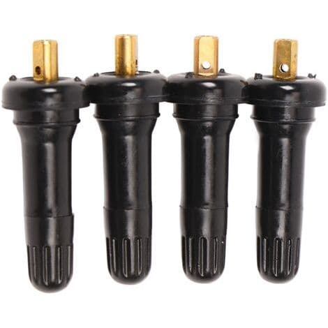 Vandtæt dækventil til Ford tryksensor. Holdbart gummi. Pakke med 4. Nem, værktøjsfri installation.
