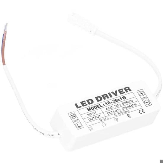 LED-driver, LED-strømdriver 18-25X1W Output 54-87VDC 300mA Input AC85-265V Lydløs til stue til hjemmet