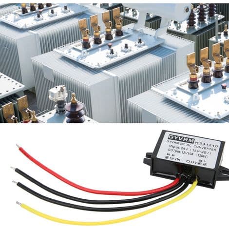 DC-DC strømkonverter, 24V DC til 12V DC strømkonvertermodul, step-down konverter, spændingsregulator (10A 120W)