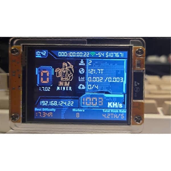 NMMiner NerdMiner V2 Hashrate -näyttö Crypto Solo -arpajaiset Bitcoin 5