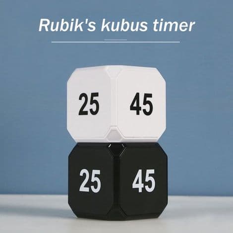 Rubik's terningtimer - 5-15-25-45 minutter - Ideel til lektier, madlavning og tidsminder - Batterier medfølger ikke - Wit