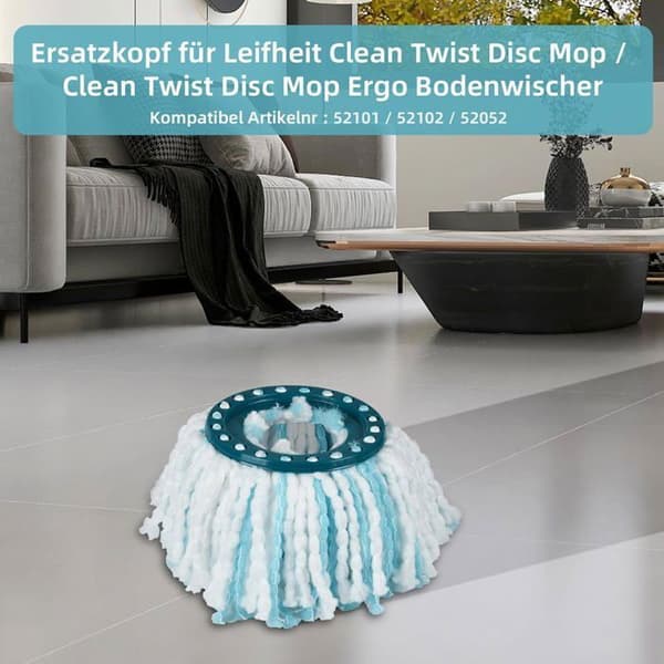 3 stk. erstatningsmoppehode, kompatibelt med Leifheit Clean Twist Mop, erstatningsmoppehode for moppesett L