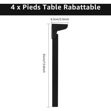 Sæt med 4 foldbare bordben 35 CM, 90 graders foldbare bordben, sorte foldbare sofabordben til seng, sofa