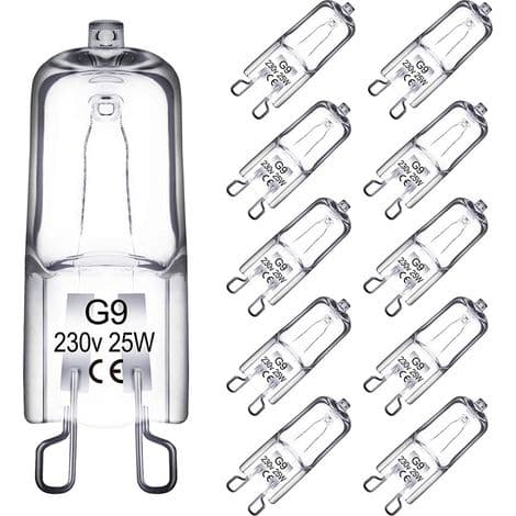 10-pack G9 Halogenlampor, 25W 230V, Dimbar, 43mm