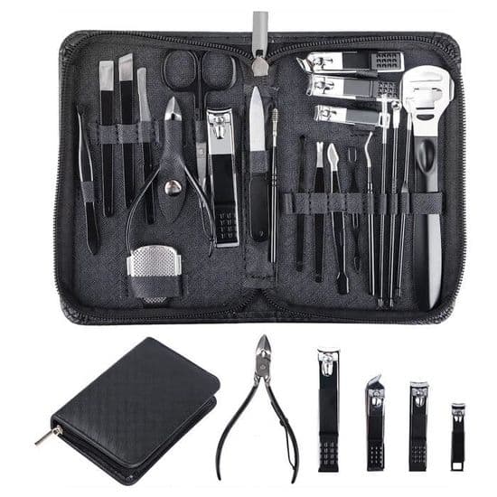 Professionelt manicure- og pedicuresæt - 22 dele - Rustfrit stål - Skarpe værktøjer - Holdbart
