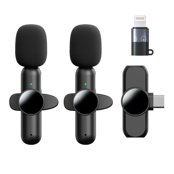 2 trådløse reversmikrofoner - AIORBER - Intelligent støjreduktion - Med iPhone- og Type-C-grænseflader