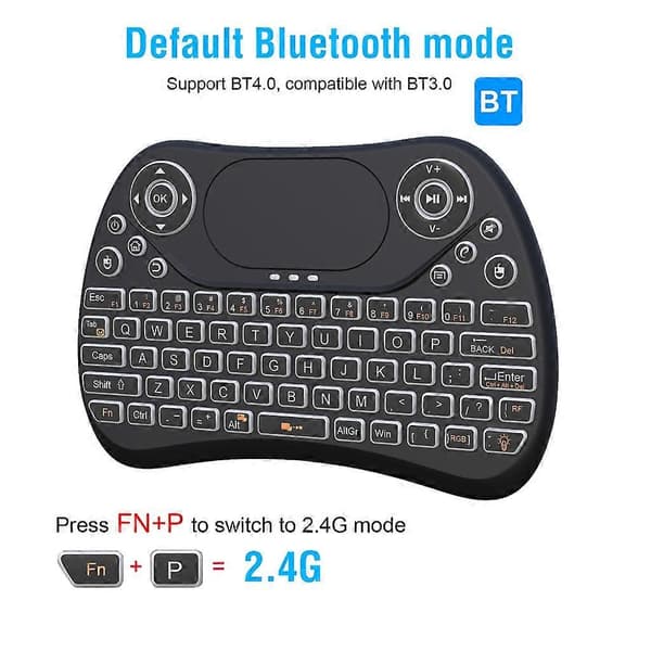 T2 PRO Mini Tastatur Med Touchpad 7 LED Baggrundsbelyst Til Android TV Boks Smart-TV/PC
