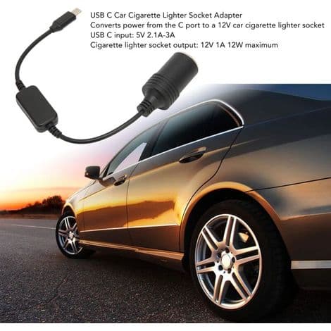 5V USB C han til 12V bil cigarettænder hun adapter konverter til bil elektronisk tilbehør 11,8 tommer