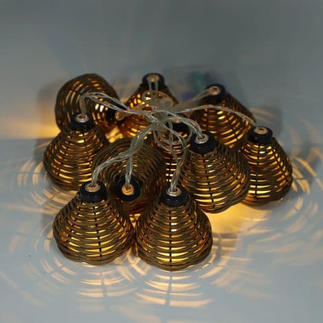 10 LED rottinglyslenker med kuler for innendørs og bryllupsdekorasjon