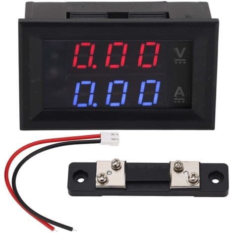 Digitalt voltmeter, amperemeter, spenningstester, amp-detektor, LED-strømmåler, DC 0-100V 50A måler med omformer