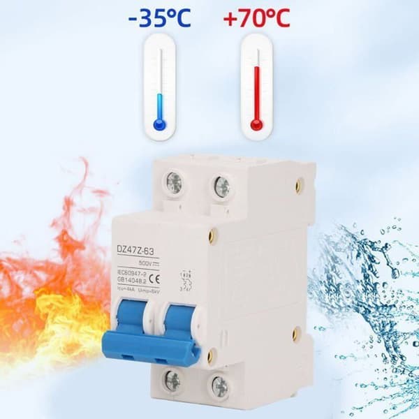 Miniatyr effektbryter, modulær struktur, 2P mini effektbryter, DC 500V 63A for solcelleanlegg