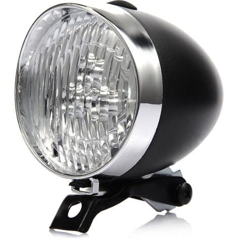 Sykkel frontlys - Retro stil - 3 LED - Batteridrevet - 2 lysmoduser - Monteringsbrakett inkludert