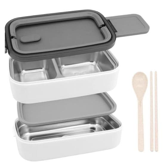 Bento Madkasse - 304 Rustfrit Stål - 3 Rum - Isoleret - Genanvendelig