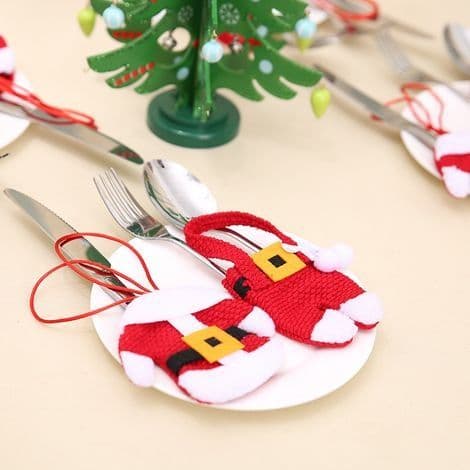 6 delar julbestickhållare, julbordsdekorationer, julklappar (tomtedräkter)
