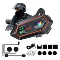 Motorsykkel Bluetooth 5.0 Intercom, Bluetooth Hodesettsett for Motorsykkelhjelm Intercom - Blå/Svart