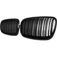 X5 X6 Grill, Dobbelt Nyregrill Front til 2007-2013 BMW X5 E70 X6 E71 (Blank Sort ABS Grill, Sæt af 2)
