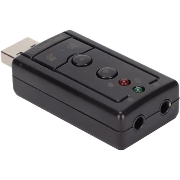USB 7.1 ljudkort - CSL - Dynamiskt 3D Surround - Funktionsknappar - Plug-and-Play - Svart