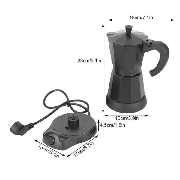 Kaffemaskine - ESTANK - Bærbar elektrisk kande - 300 ml - 3 kopper - Sort