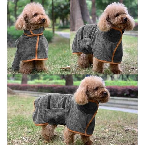 Hundebadekåbe/håndklæde, lavet af hurtigtørrende og ultra-absorberende mikrofiber, ideel til hurtig tørring af kæledyr (L)