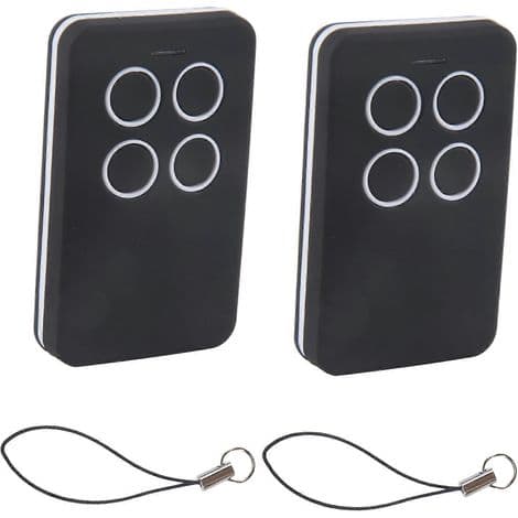 Sæt med 2 universelle multifrekvens fjernbetjeninger til garageport (280-868 MHz), kompatibel med alle faste koder og nogle dele af rullende koder.