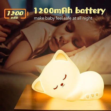 LED-natlampe til baby, kattelampe, blød belysning, sødt design til børneværelset