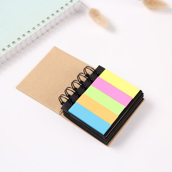 Sticky Notes Box Multi Memo Notesblok Portfolio, 5 Farver, Brun, 85*80mm