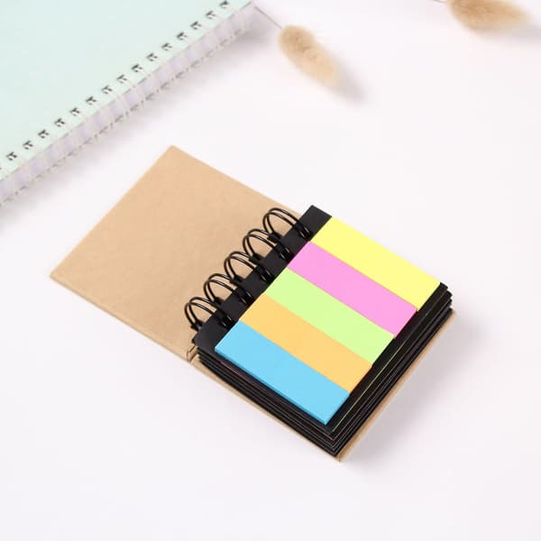 Sticky Notes Box Multi Memo Notisblokk Portfolio, 5 farger, Brun, 85*80mm