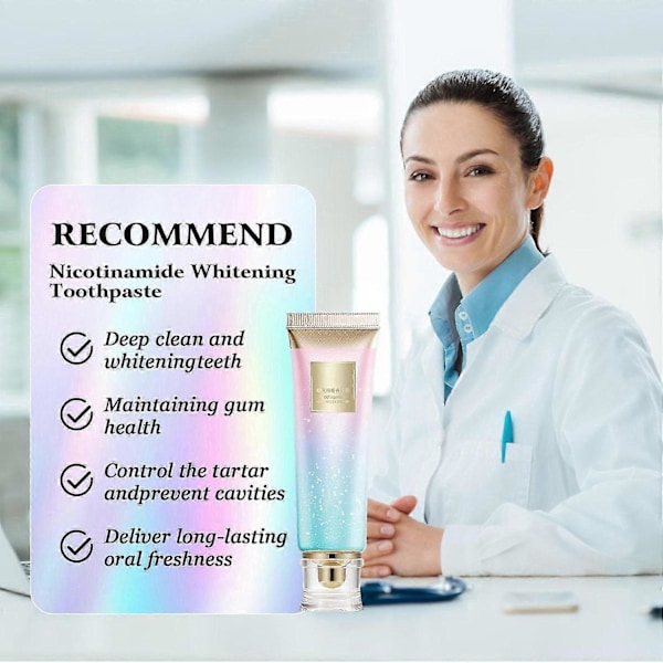 Niacinamid Dazzle White Tandkräm, Body Accel Niacinamid Whitening Tandkräm, Frisk Andedräktstandkräm
