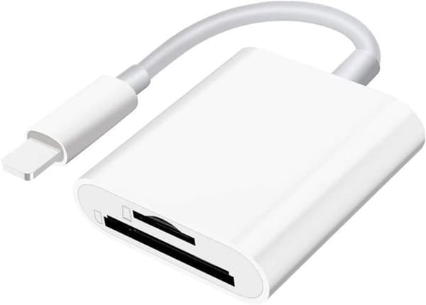 SD-kortläsare för iPhone iPad-kamera, minneskortläsare med dubbla kortplatser som stöder