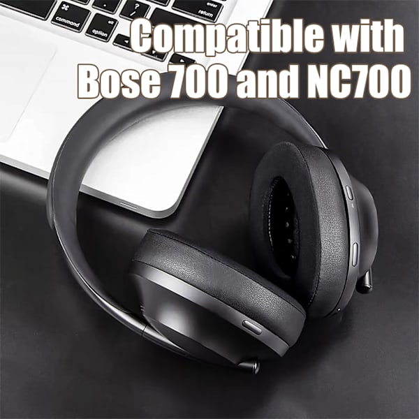 Ørepuder til Bose 700/NC700 kunstlæder 1 par Sort