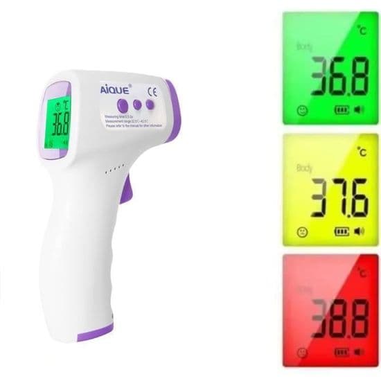 Pande termometer, pandemåling, farvekodelæsning, LCD, feberalarm, hukommelsesfunktion