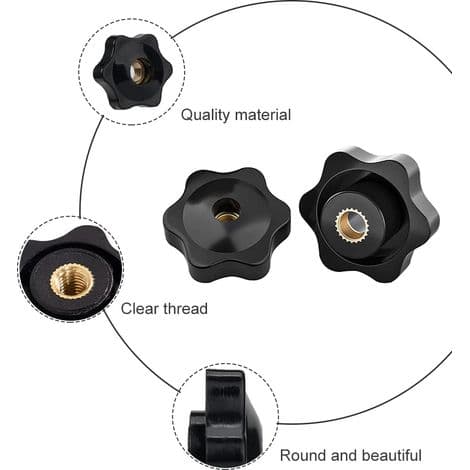 M8-10 Stjärnmutter Spännknopp Pack, Räfflad Gängad Spännknopp, M8 Spännmutter, Stjärnhuvud Spännmutter Knopp, för Mekanik, Möbler, Elektronik E