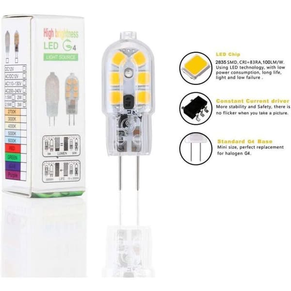 LED-lampa - PZCC - G4 - 2W (motsvarar 20W) - 3000K - 5-pack