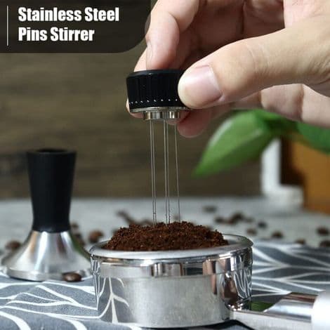 Espresso Nålekaffemaskine, 53 mm Espresso Kaffeguidepresser 2 i 1 med 5 Fine Nåle Rustfrit Stål Kaffedispenser