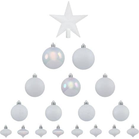 Hvid juletræsdekorationssæt 20 cm