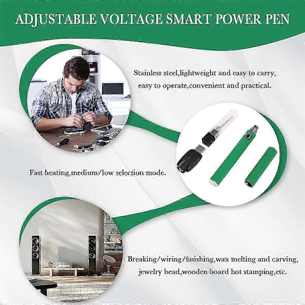 Apply 510 Gänga Batteri Patron Penna Justerbar Spänning Smart Power Penna USB Mini Lödkolvsats med Lock Grön