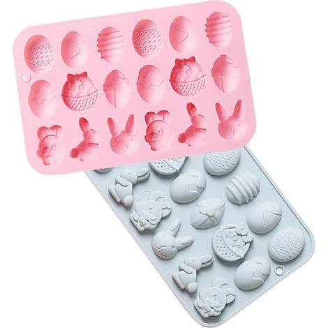 Set med 2 silikonbakformar för påsk, chokladkaka och gelépuddingformar