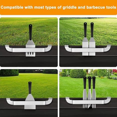 Sæt med 2 magnetiske spatelholdere i rustfrit stål, 25,4 cm tilbehør til Blackstone flat-top grill og andre stegeplader